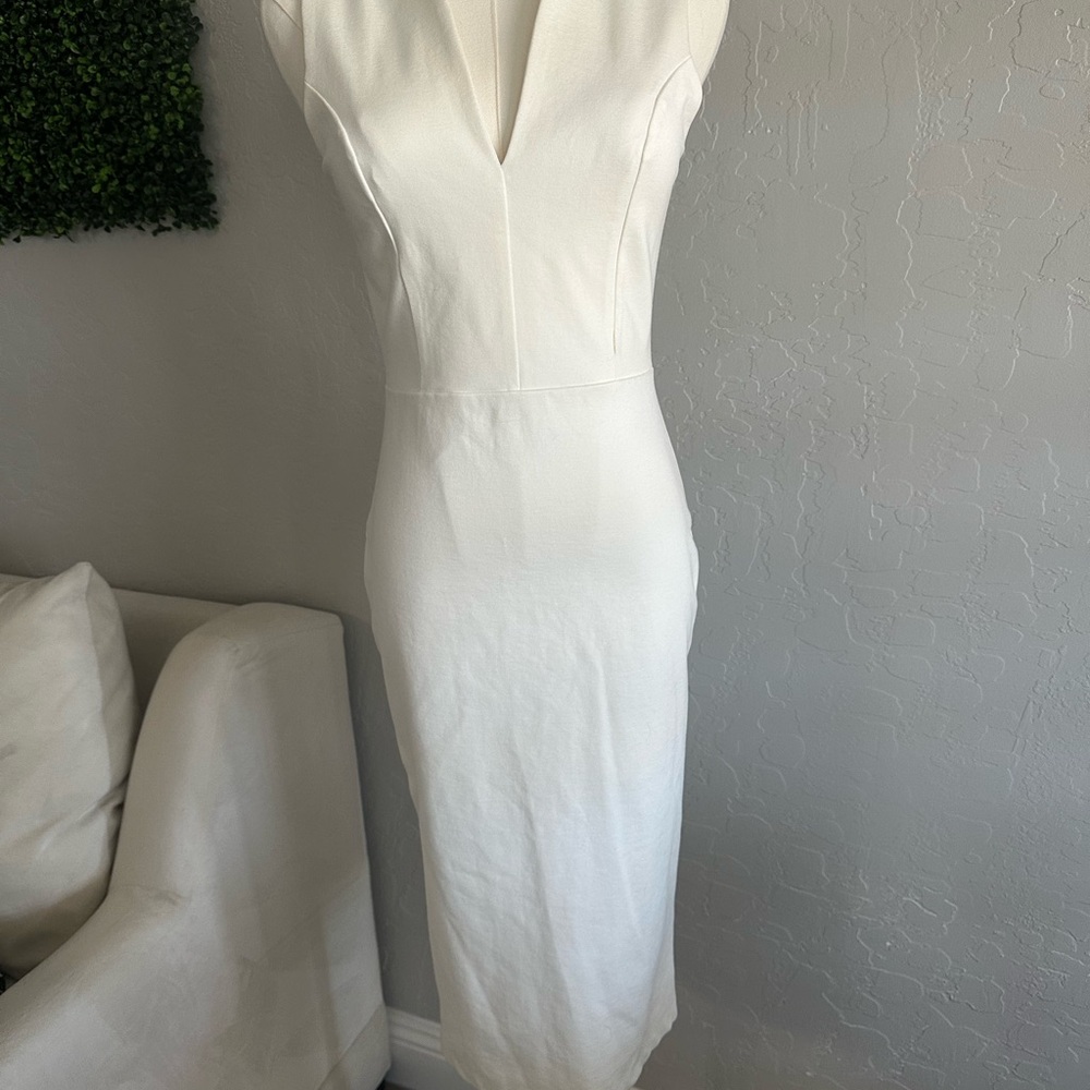 Lulu's White Sheath Midi Dress V-Neck Sleeveless